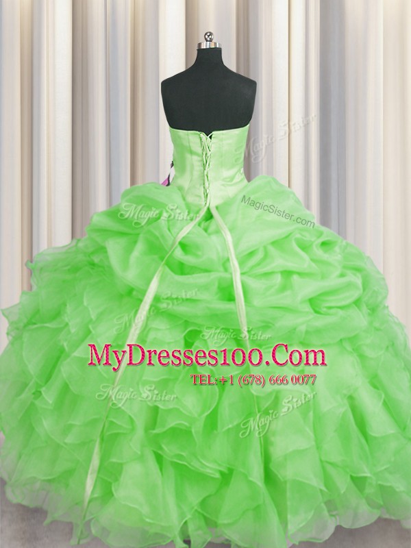 Sleeveless Beading and Ruffles Floor Length 15th Birthday Dress
