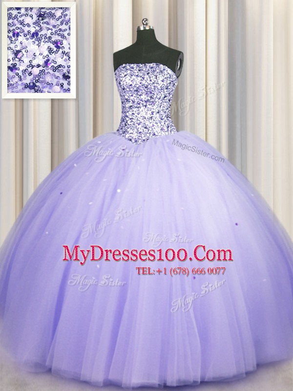 Puffy Skirt Sleeveless Beading and Sequins Lace Up Ball Gown Prom Dress
