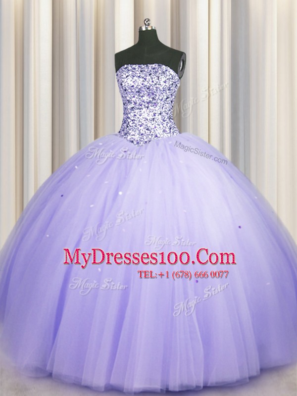 Puffy Skirt Sleeveless Beading and Sequins Lace Up Ball Gown Prom Dress