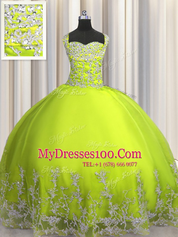Exquisite Sleeveless Lace Up Floor Length Beading and Appliques Quinceanera Gown