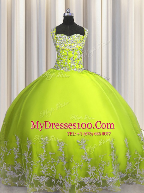 Exquisite Sleeveless Lace Up Floor Length Beading and Appliques Quinceanera Gown
