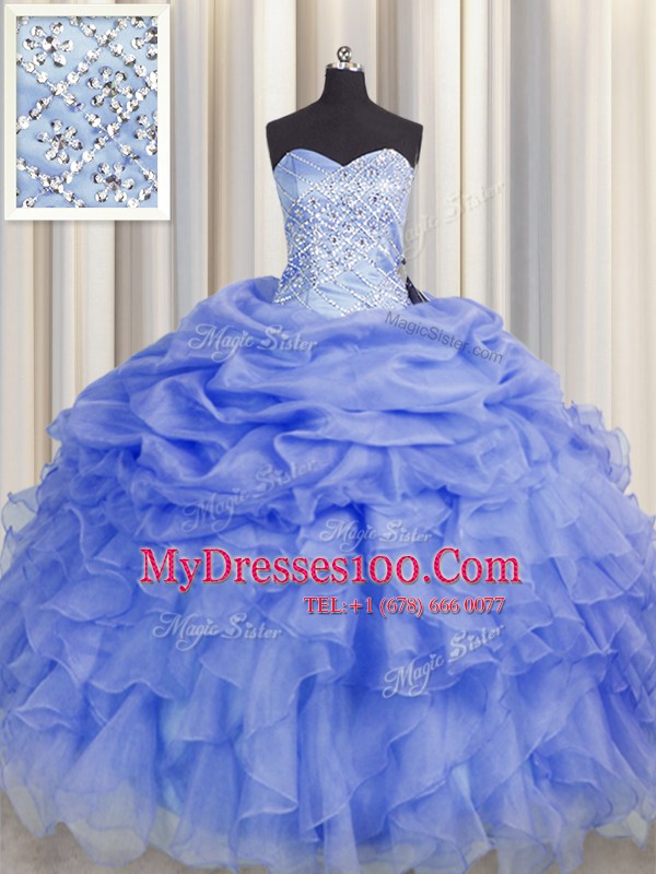 Discount Sleeveless Beading and Ruffles Lace Up Quinceanera Gowns