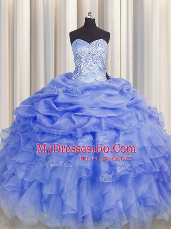 Discount Sleeveless Beading and Ruffles Lace Up Quinceanera Gowns