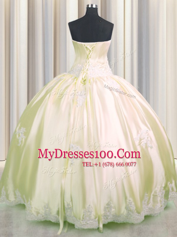 On Sale Strapless Sleeveless Lace Up Sweet 16 Quinceanera Dress Champagne Taffeta