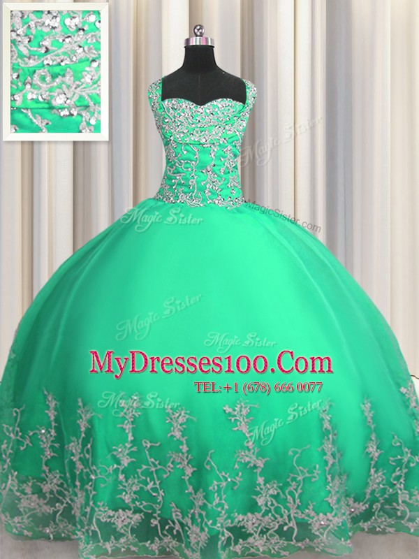 Sleeveless Beading and Appliques Lace Up Quinceanera Gowns