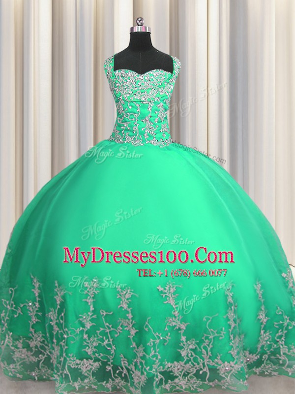 Sleeveless Beading and Appliques Lace Up Quinceanera Gowns