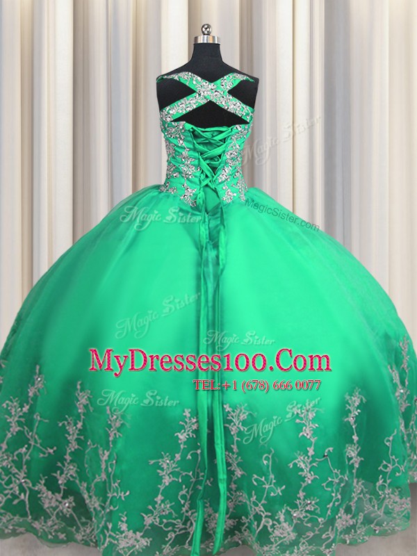 Sleeveless Beading and Appliques Lace Up Quinceanera Gowns