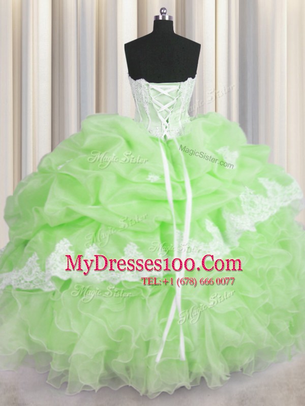 Sleeveless Beading and Ruffles and Pick Ups Lace Up Sweet 16 Quinceanera Dress