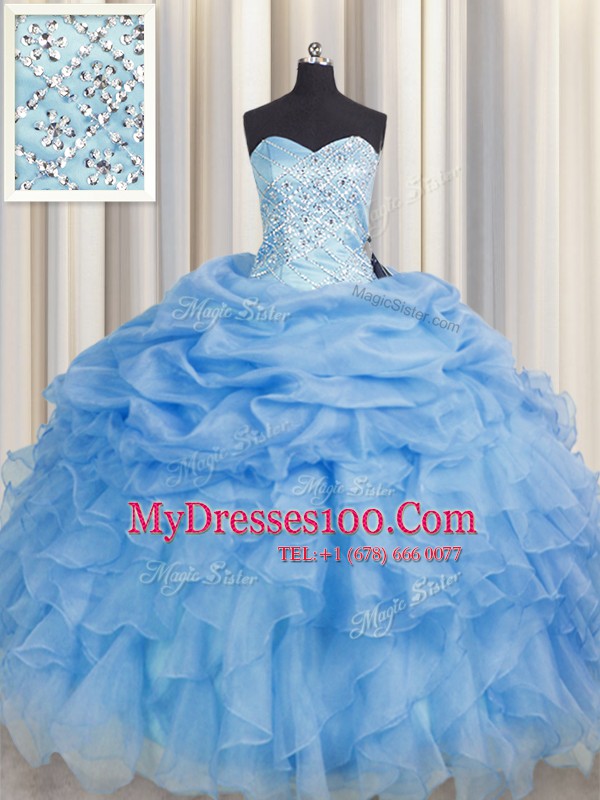 Fantastic Sleeveless Beading and Ruffles Lace Up Quinceanera Dress
