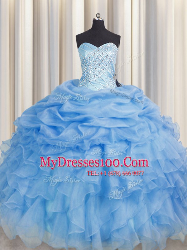 Fantastic Sleeveless Beading and Ruffles Lace Up Quinceanera Dress