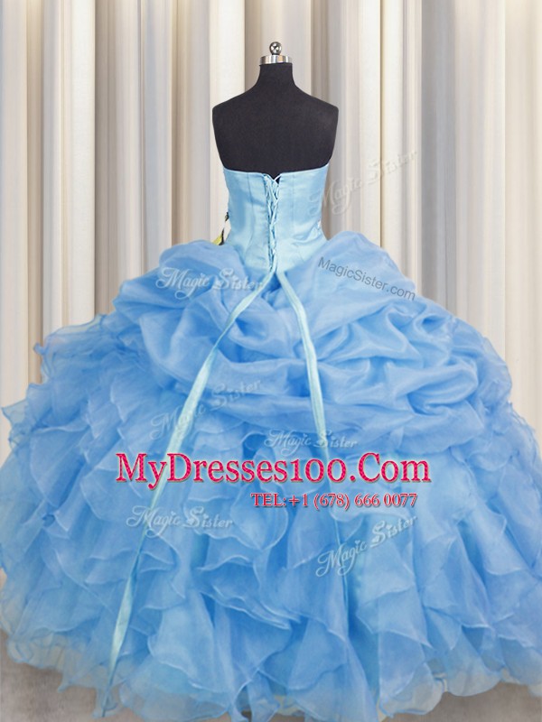 Fantastic Sleeveless Beading and Ruffles Lace Up Quinceanera Dress