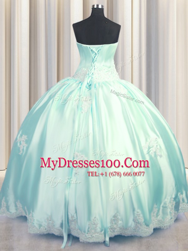 Great Strapless Sleeveless Taffeta Quinceanera Dress Beading and Appliques Lace Up