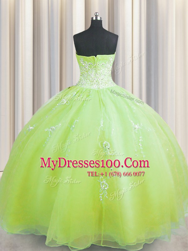 Fitting Zipper Up Floor Length Ball Gowns Sleeveless Olive Green Sweet 16 Quinceanera Dress Zipper