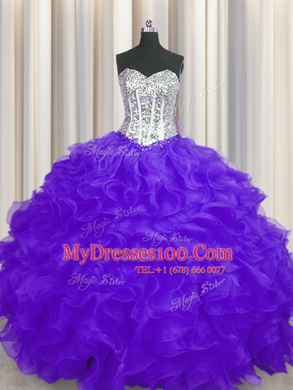 Sleeveless Beading and Ruffles Lace Up Quinceanera Dress