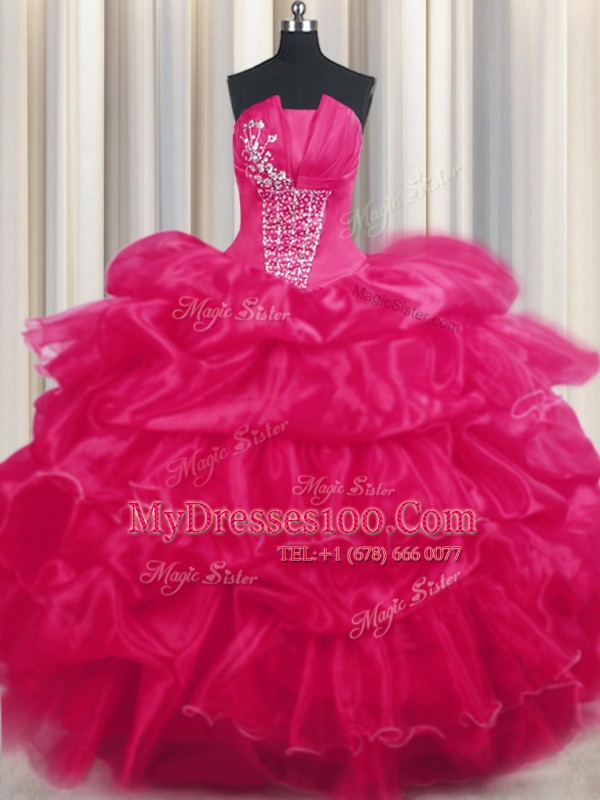 Adorable Sleeveless Lace Up Floor Length Beading and Ruffled Layers and Pick Ups 15 Quinceanera Dress