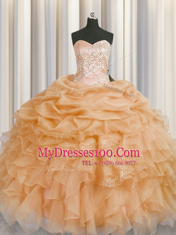 Charming Sweetheart Sleeveless Organza Sweet 16 Quinceanera Dress Beading and Ruffles Lace Up