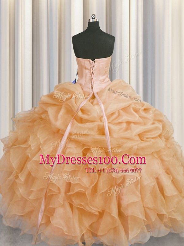 Charming Sweetheart Sleeveless Organza Sweet 16 Quinceanera Dress Beading and Ruffles Lace Up