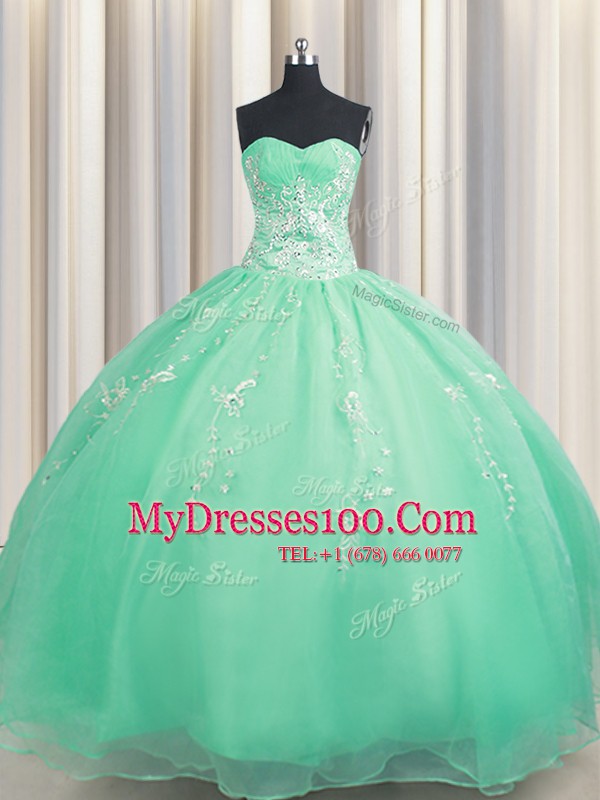 Colorful Zipper Up Sleeveless Zipper Floor Length Beading and Appliques 15th Birthday Dress