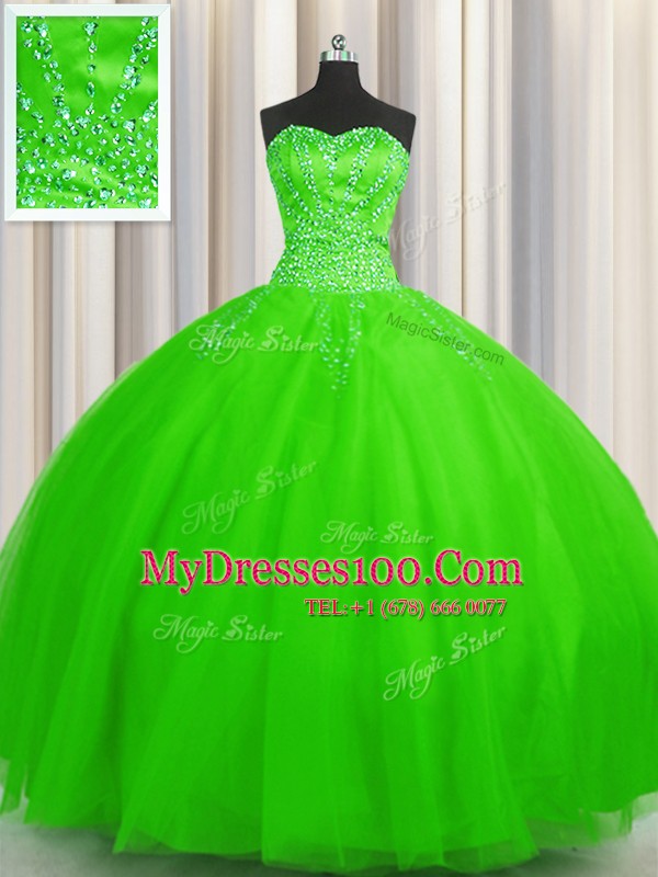 New Style Puffy Skirt Ball Gowns Sweetheart Sleeveless Tulle Floor Length Lace Up Beading Sweet 16 Quinceanera Dress