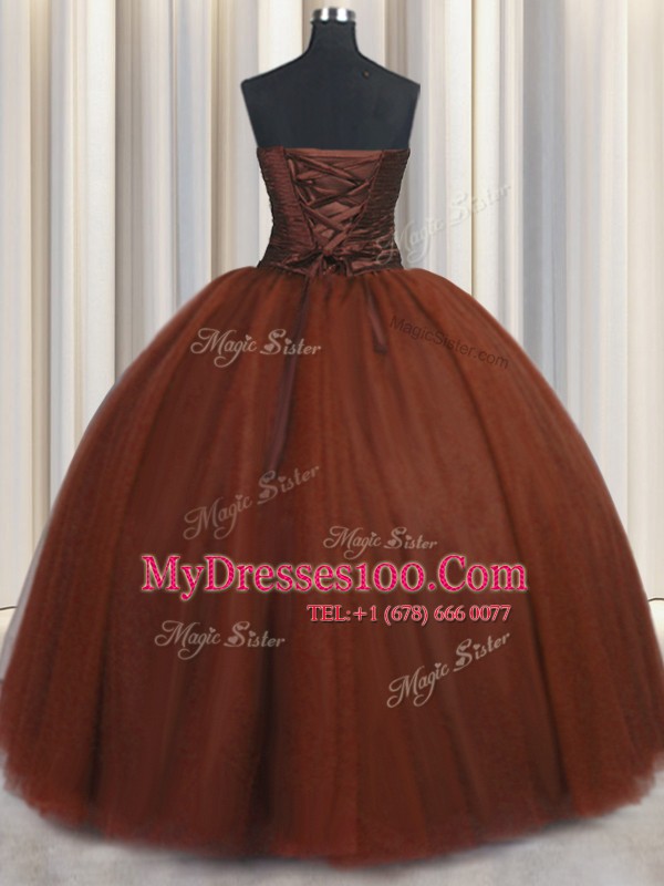 Decent Burgundy Sleeveless Beading and Appliques Floor Length Quinceanera Dresses