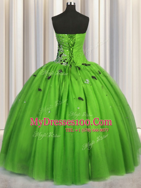 Admirable Sweetheart Sleeveless Quinceanera Gowns Floor Length Beading and Appliques Tulle