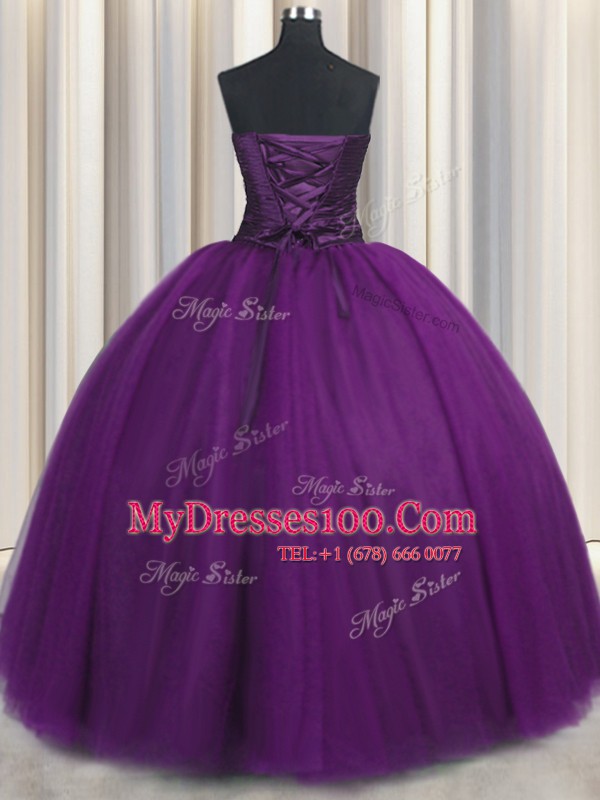 Romantic Purple Sweetheart Neckline Beading and Appliques 15 Quinceanera Dress Sleeveless Lace Up