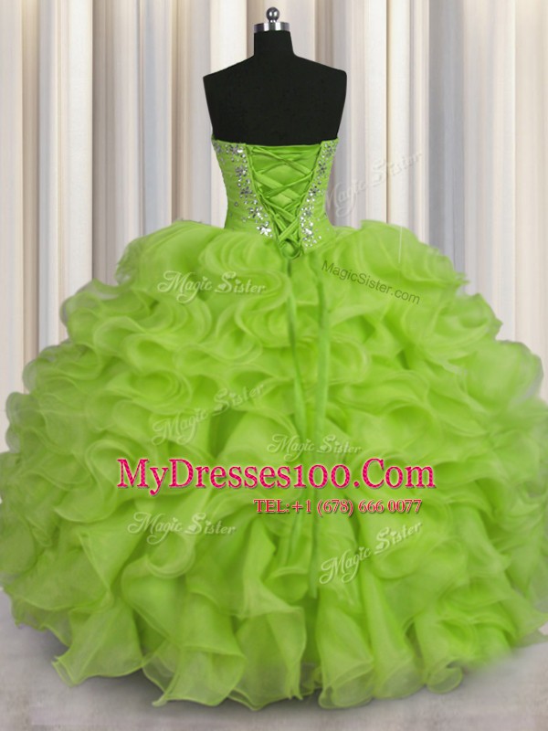 Pretty Sleeveless Beading Lace Up Quinceanera Dresses