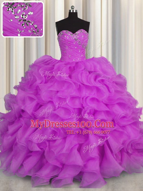 Sleeveless Beading and Ruffles Lace Up Quinceanera Dress