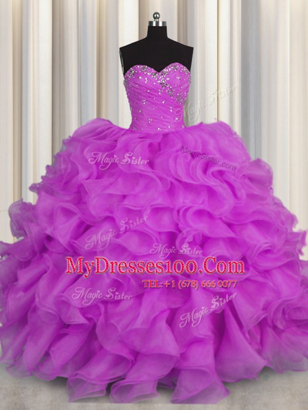Sleeveless Beading and Ruffles Lace Up Quinceanera Dress