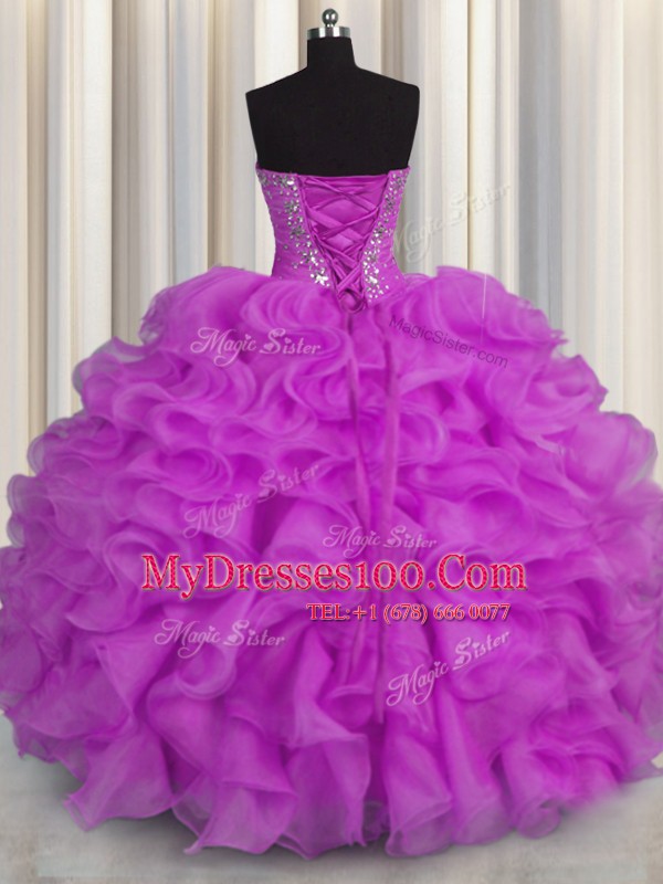 Sleeveless Beading and Ruffles Lace Up Quinceanera Dress