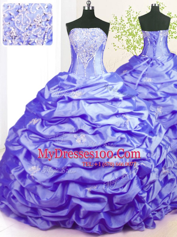 Great Pick Ups With Train Ball Gowns Sleeveless Lavender Ball Gown Prom Dress Sweep Train Lace Up