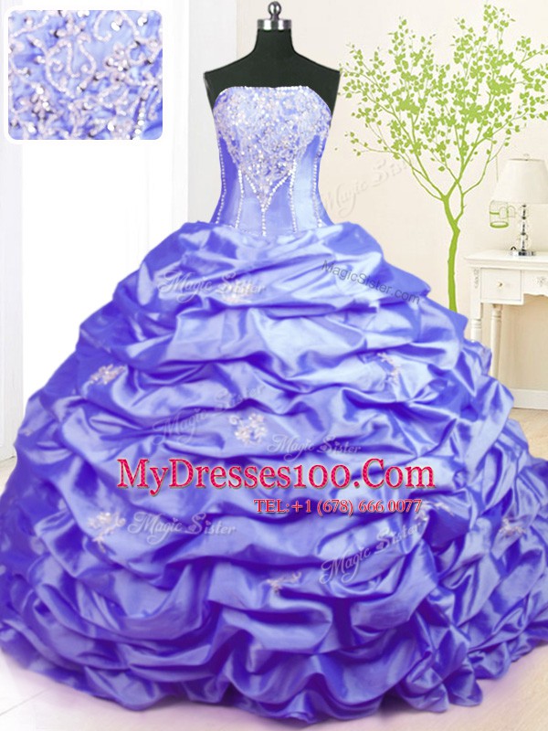 Great Pick Ups With Train Ball Gowns Sleeveless Lavender Ball Gown Prom Dress Sweep Train Lace Up