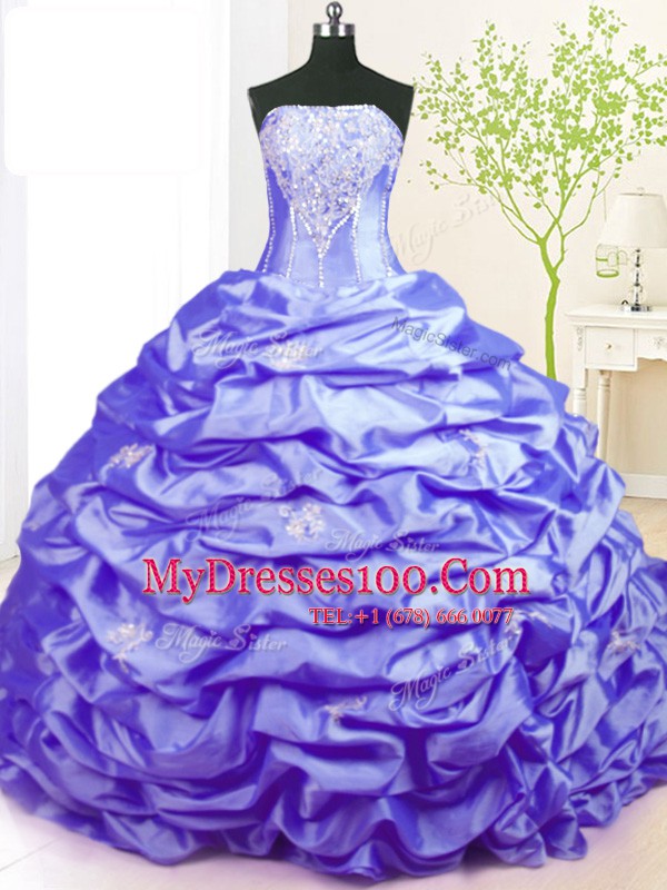 Great Pick Ups With Train Ball Gowns Sleeveless Lavender Ball Gown Prom Dress Sweep Train Lace Up
