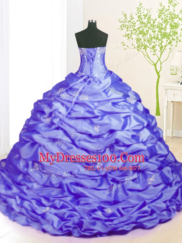 Great Pick Ups With Train Ball Gowns Sleeveless Lavender Ball Gown Prom Dress Sweep Train Lace Up