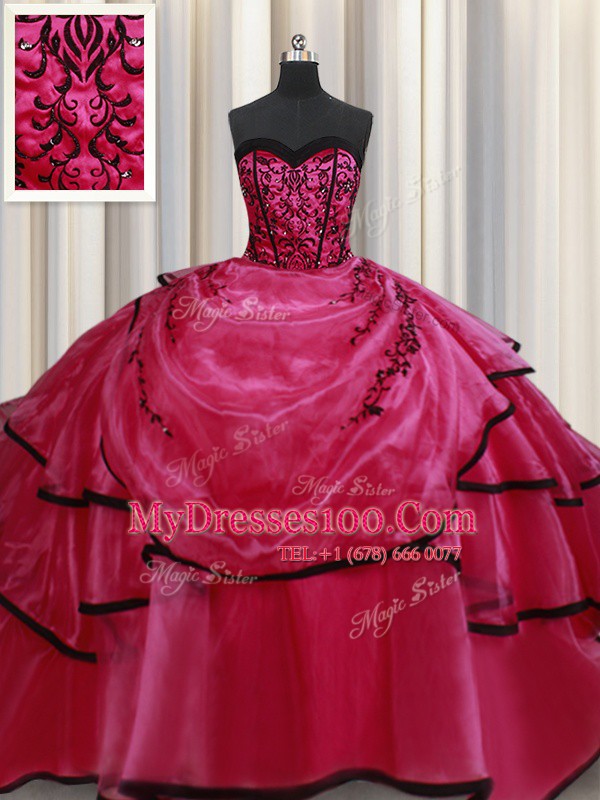 Edgy Sleeveless Lace Up Floor Length Beading and Appliques and Ruffled Layers Quinceanera Gowns