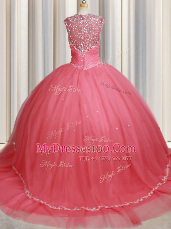 Straps Cap Sleeves Sweep Train Zipper Beading and Appliques Quinceanera Gown
