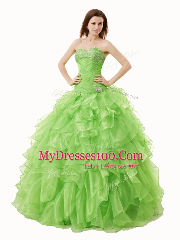 A-line Quinceanera Dresses Sweetheart Organza Sleeveless Floor Length Lace Up