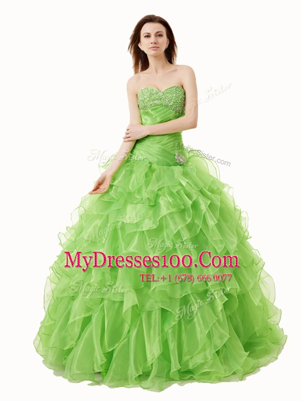 A-line Quinceanera Dresses Sweetheart Organza Sleeveless Floor Length Lace Up