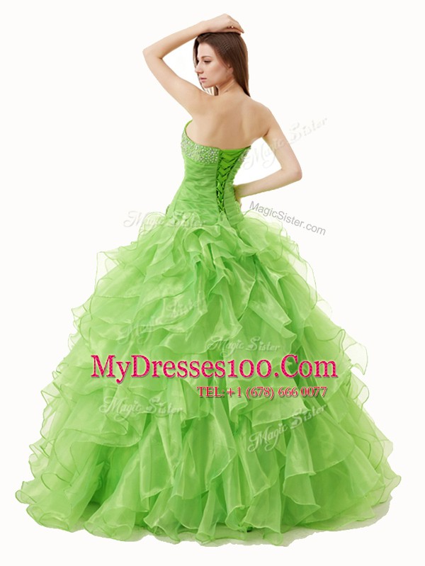 A-line Quinceanera Dresses Sweetheart Organza Sleeveless Floor Length Lace Up
