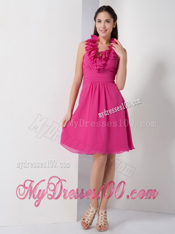 2016 Gorgeous Ruffles and Beading Quinceanera Dress and Hot Pink Short Dama Dresses and Cute Halter Top Little Girl Dress