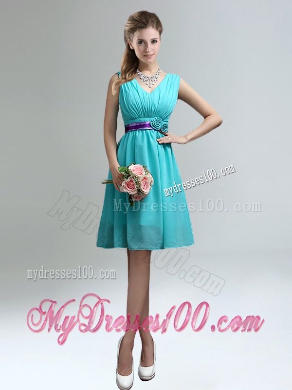 Apple Green Sweetheart Beading Quinceanera Dress and Pretty Ruching Knee Length Evening Dresses and Spaghetti Straps Beading Little Girl Dress