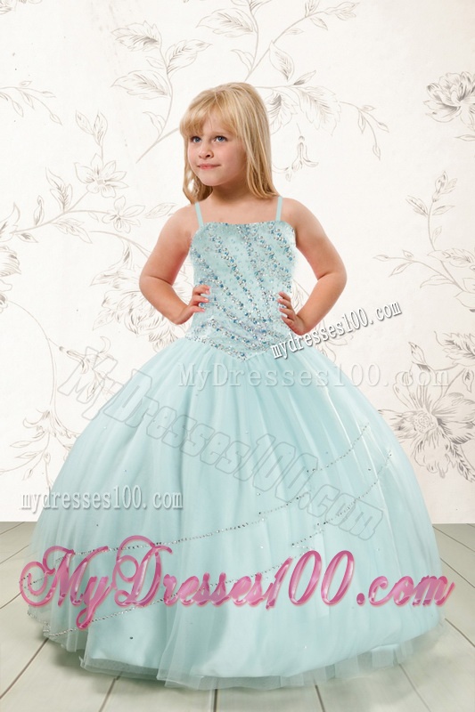 Apple Green Sweetheart Beading Quinceanera Dress and Pretty Ruching Knee Length Evening Dresses and Spaghetti Straps Beading Little Girl Dress