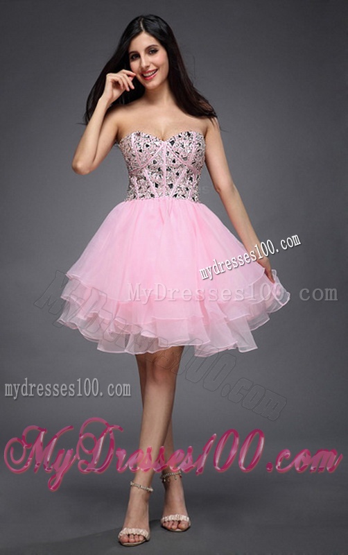 Baby Blue Ball Gown Pick Ups Quinceanera Dress and Beading Rose Pink Short Dama Dresses and Pick Ups Little Girl Dress