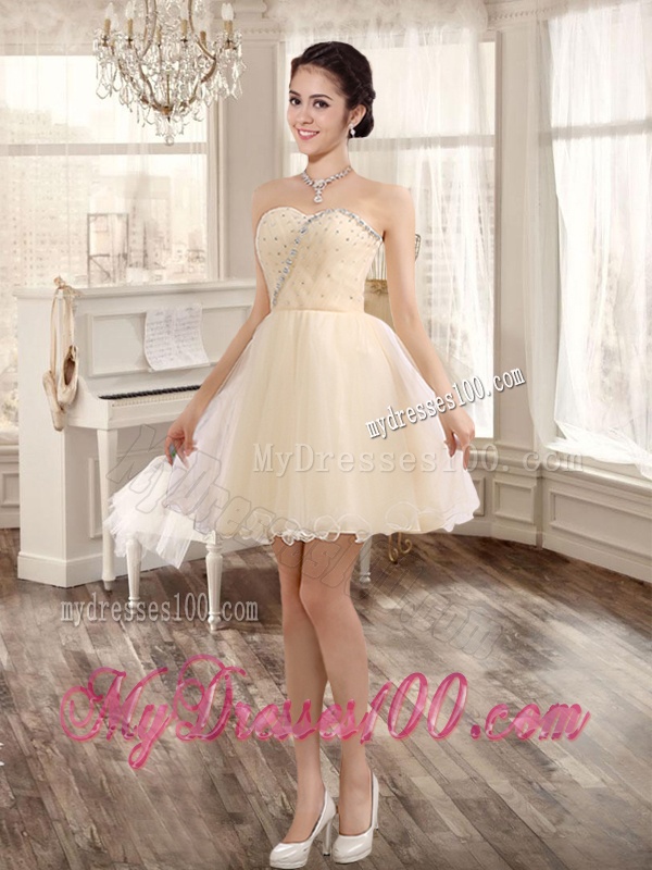 Classical Applique and Ruffled Champagne Sweet 16 Dress and Short Dama Dresses