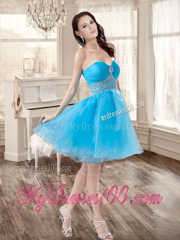Customized Taffeta Bubles and Beaded Sweet 16 Dress and Short Baby Blue Dama Dresses