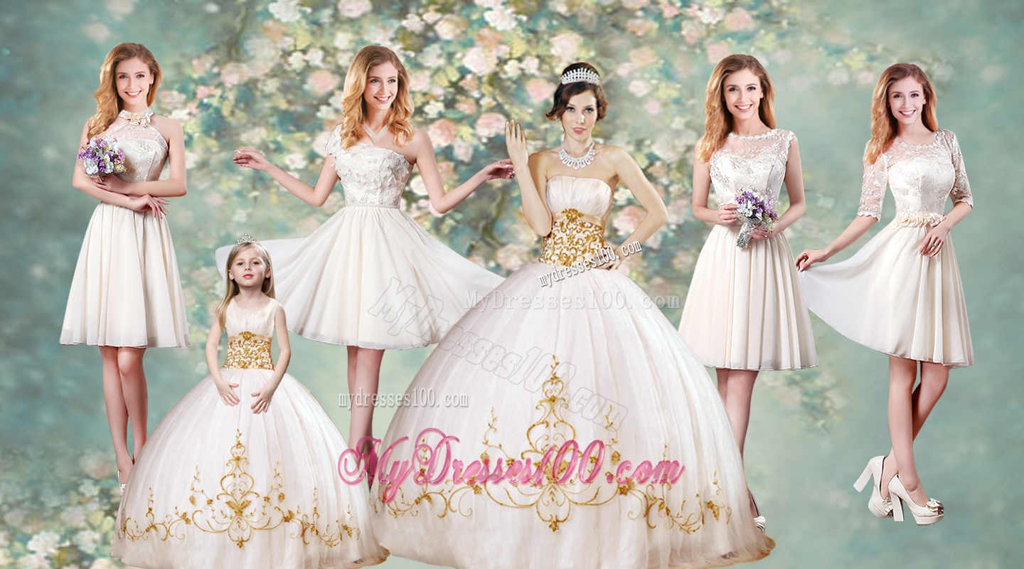Discount Strapless Quinceanera Dresses and Lovely Scoop Mini Quinceanera Dresses and Beautiful Champagne Short Dama Dresses