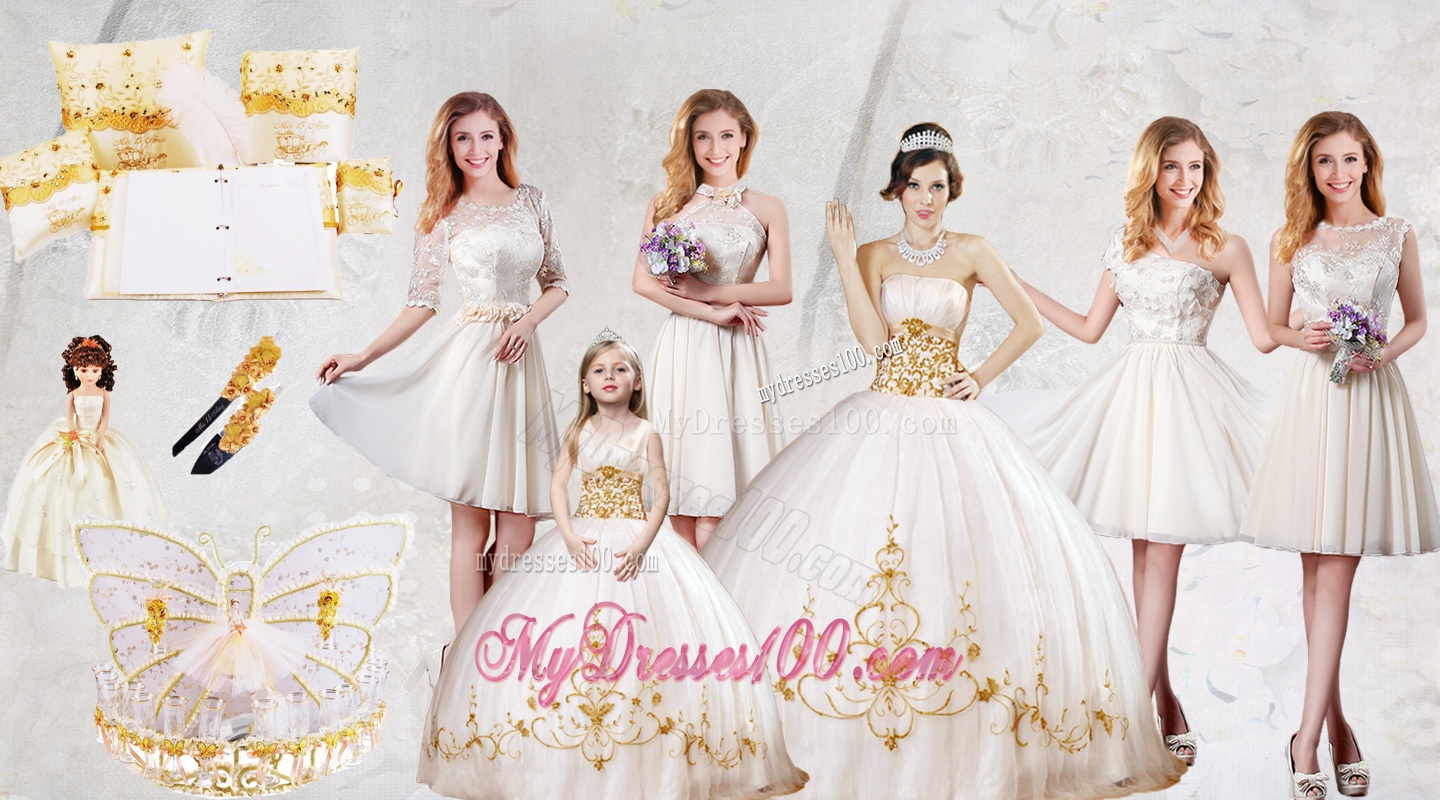 Discount Strapless Quinceanera Dresses and Lovely Scoop Mini Quinceanera Dresses and Beautiful Champagne Short Dama Dresses
