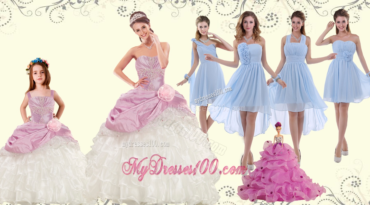 Elegant Multi Color Strapless Hand Made Flower Quinceanera Dress and Ruching Pretty Evening Dresses and Ruffles Straps Little Girl Dress