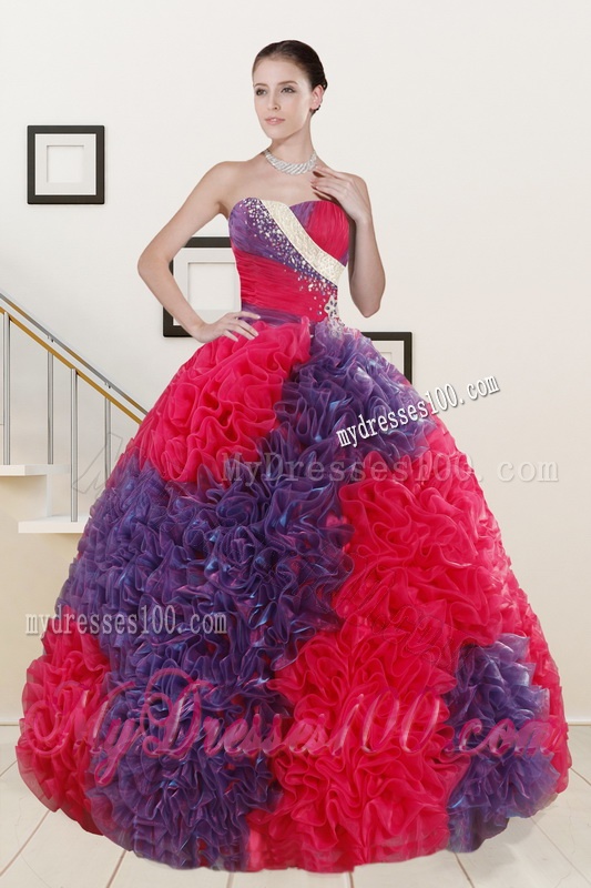 Elegant Ruffles Multi Color Quinceanera Dress and Apple Green Short Evening Dresses and Multi Color Halter Top Little Girl Dress