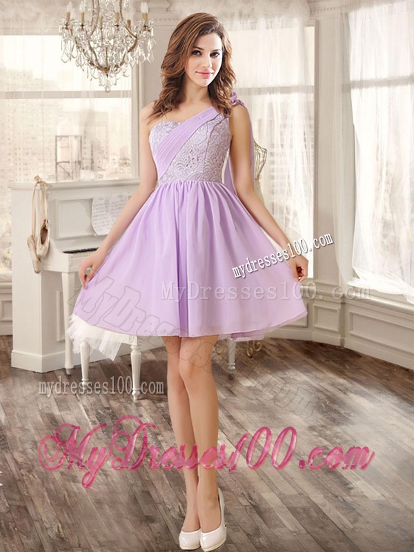 Gorgeous Ruffled and Beaded Fuchsia Quinceanera Dress and Laced Lavender Short Dama Dresses